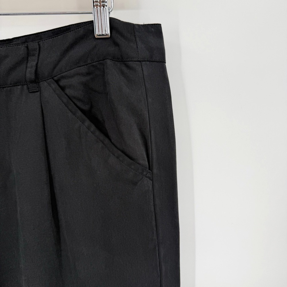 Michael Stars Women Size Large Straight Leg Pant Lyocell Pleated Black Trouser - Picture 5 of 7